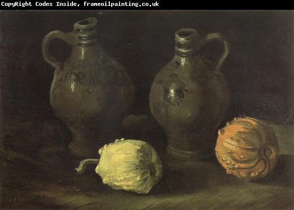 Vincent Van Gogh Still life with Two Jars and Two Pumpkins (nn04)